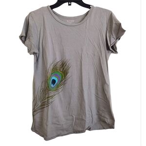 Bitten By Sarah Jessica Parker Light Greyish Green Peacock Feather Top Size XL